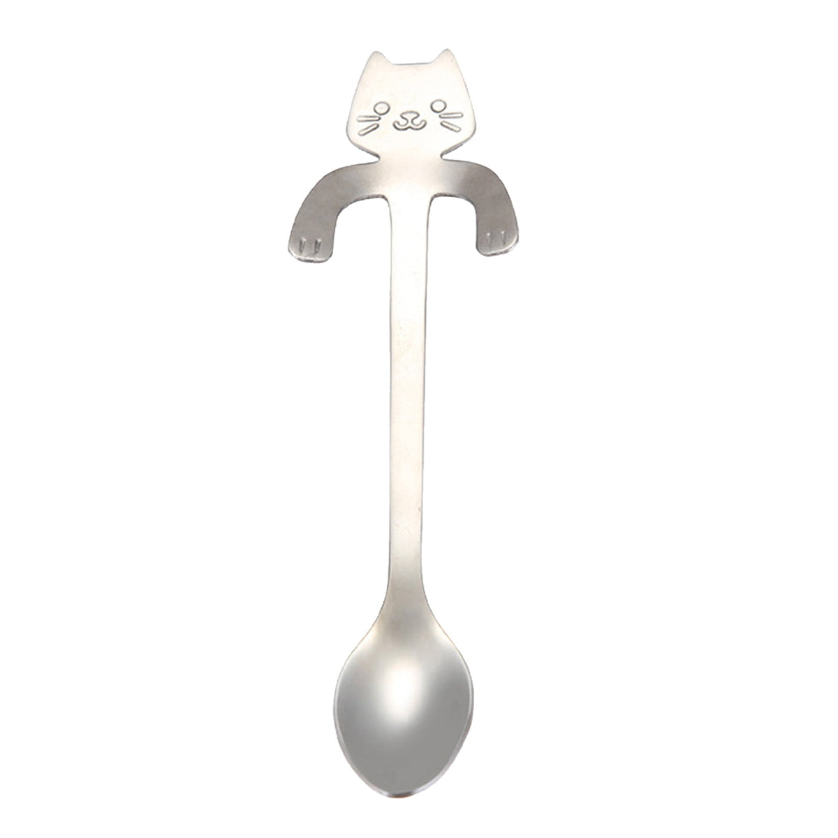 JWDX Tableware Clearance! Cat Spoon Short Handle Spoons Flatware Coffee Drinking Tools Kitchen Gadge, Stainless Steel Bowl Promotion Include 1X Spoon A