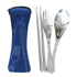 JWDX Tableware Clearance! Portable Cutlery Set 3Pcs Stainless Steel Knife Fork Spoon Family Travel Camping Cutlery Dark blue