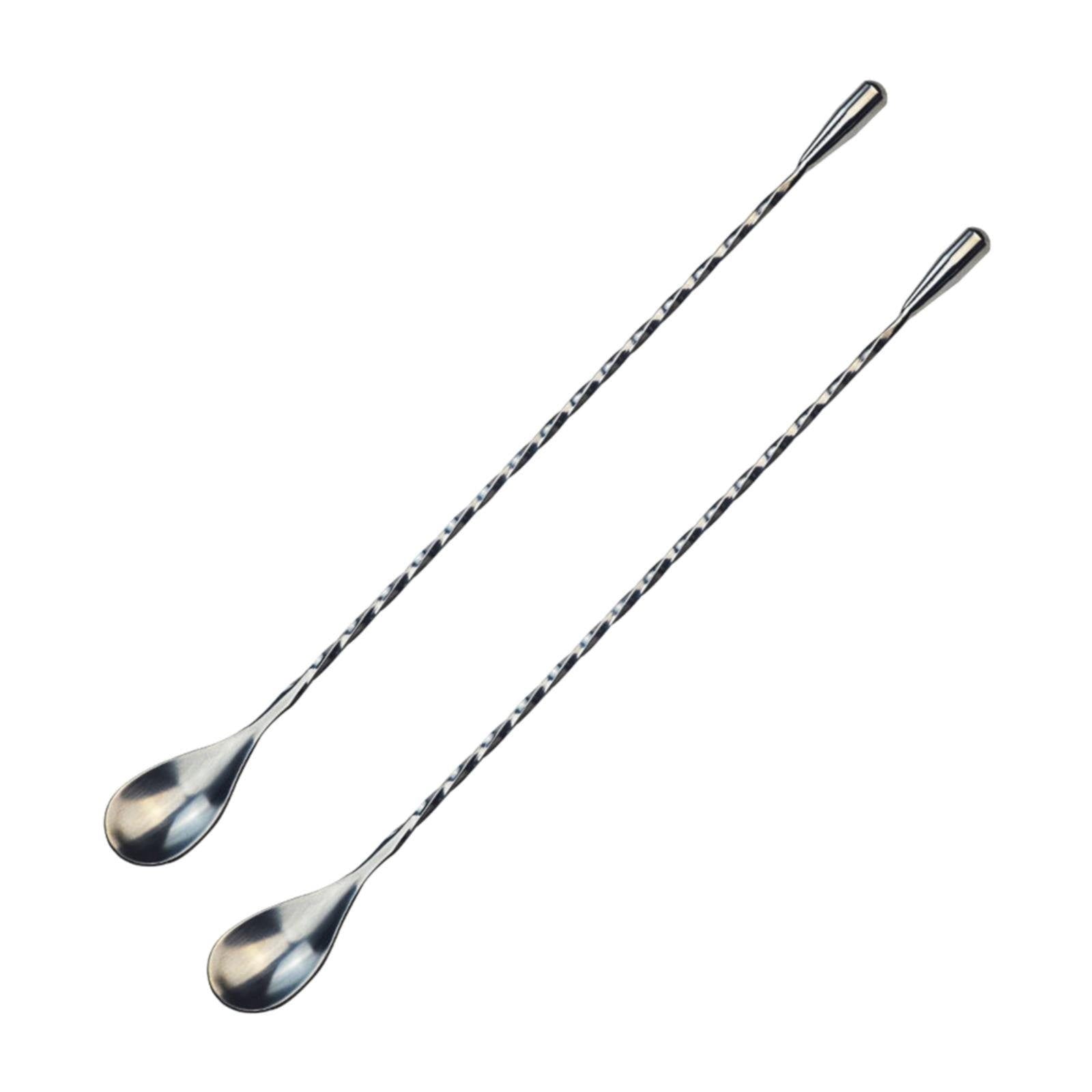 JWDX Tableware Clearance! Stainless Steel Bar Spoon Long Handle Threaded Water Drop Spoon Cocktail Spoon Coffee Stirring Spoon Mixing Rod, Include 2 Stainless Steel Spoons Silver