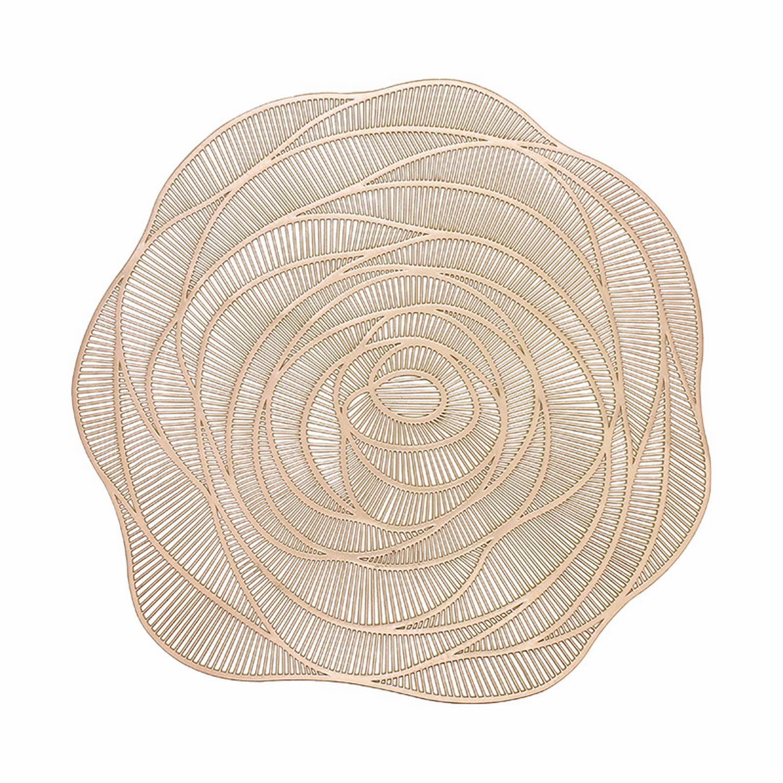 JWDX Placemat Clearance! Rose Vinyl Placemat Hollow Round Plastic Pvc Pressed Golden Dinning Table Mat Rose Table Mat American Light Luxury Gilding Cup Mat Decorative Table Mat, Include 1*Placemat GD1