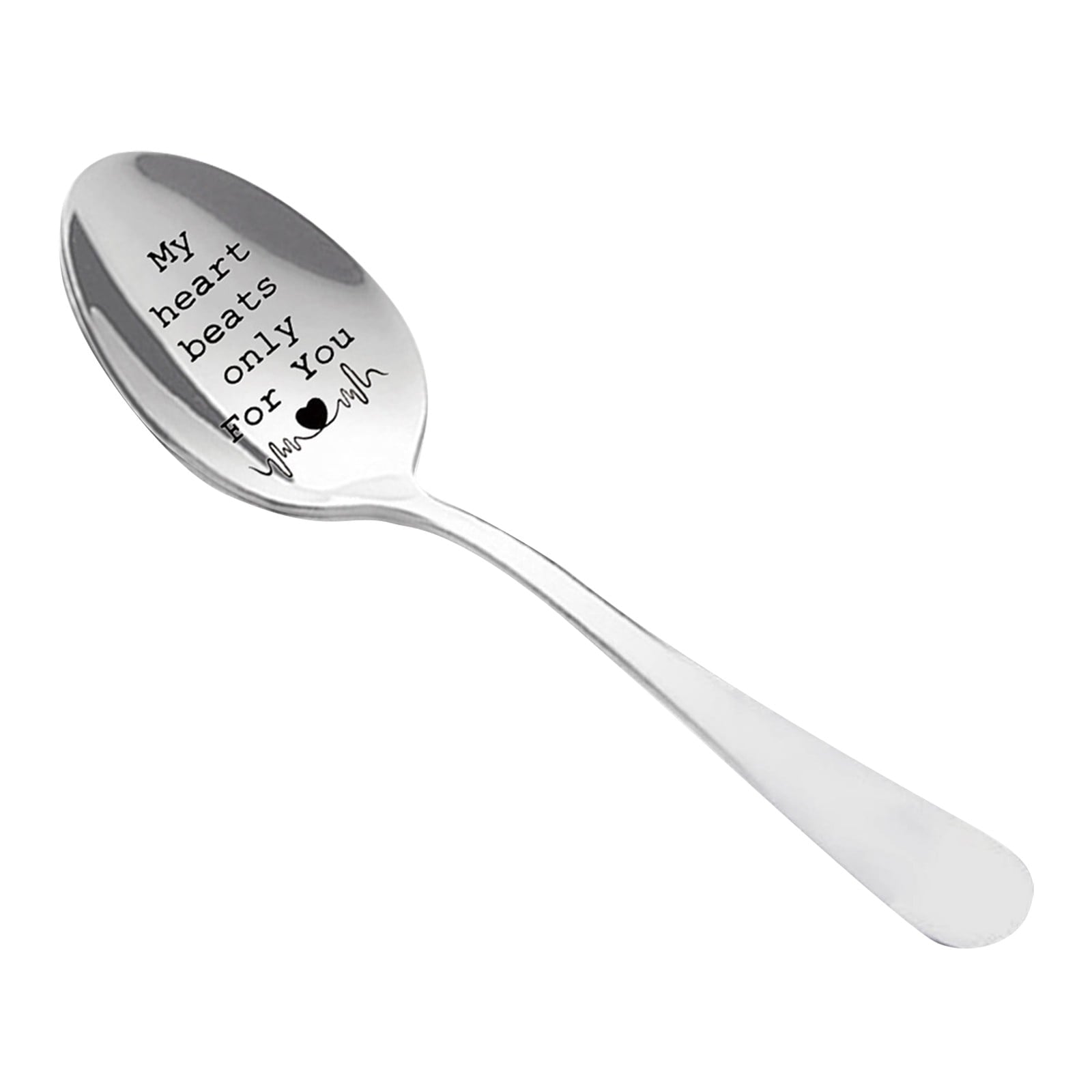 Clearance! JWDX Tableware Clearance Engraved Spoon Wonderful Present for Lover Couple and Girlfriend Boyfriend Tableware Coffee Spoons with Engraving B