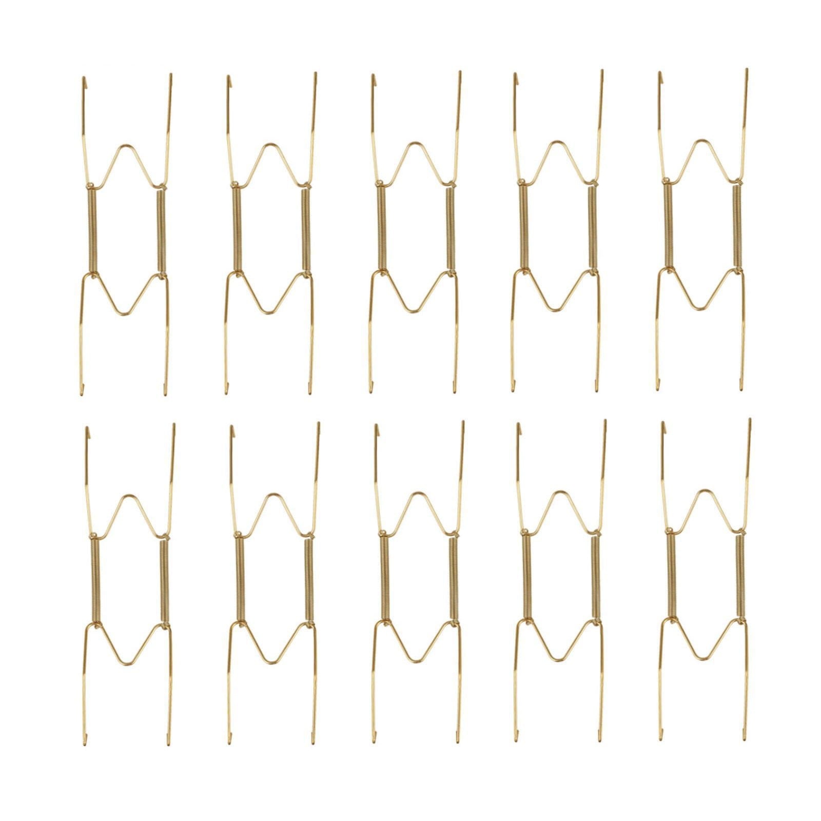 JWDX Hooks Clearance! Dish Display Plate Hangers 10 Pack Stainless Steel Decorative Wire Plate Hanger Holders in Spring Hook Holder Hanging Wire for Decorative Plates and Art Gold