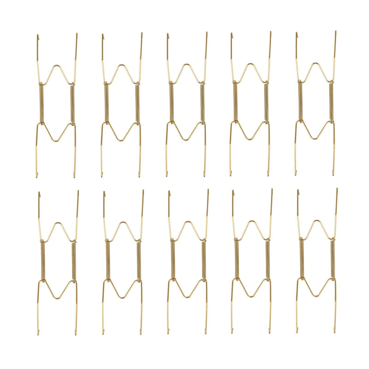 JWDX Hooks Clearance! Dish Display Plate Hangers 10 Pack Stainless Steel Decorative Wire Plate Hanger Holders in Spring Hook Holder Hanging Wire for Decorative Plates and Art Gold