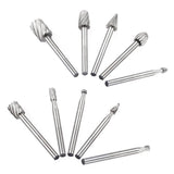 JWDX Drill Bit Clearance! 10Pcs Fine Needle Rotary Files White Diamond Drill Bits Silver, 10 Pcs/Set Hss Dremel Routing Rotary Milling Rotary File Cutter Wood, include 10 Drill Bits Silver