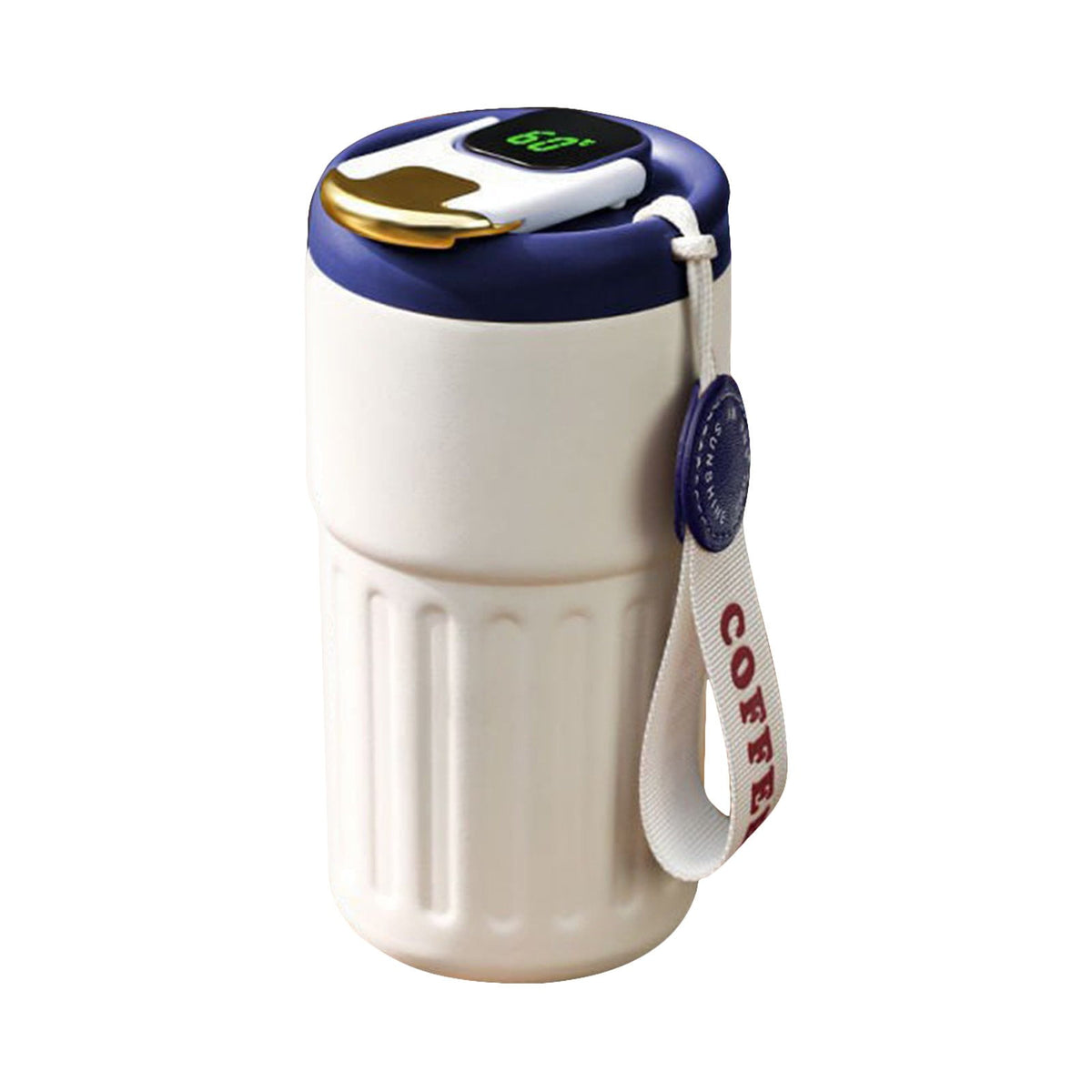 Clearance Back to School Supplies! JWDX Portable Smart Thermos Cup 04 Matte White Blue, for Dormitories, Apartments, Shared Spaces and Study Areas (Include: 1X Thermos Cup) Clearance Sale DA