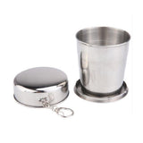 Clearance School Supplies! JWDX Mobile Telescopic Foldable Stainless Steel Cup (6.5Cm), Stainless Steel Camping Folding Cup with Keychain Traveling Outdoor Hiking Portable Cup Silver