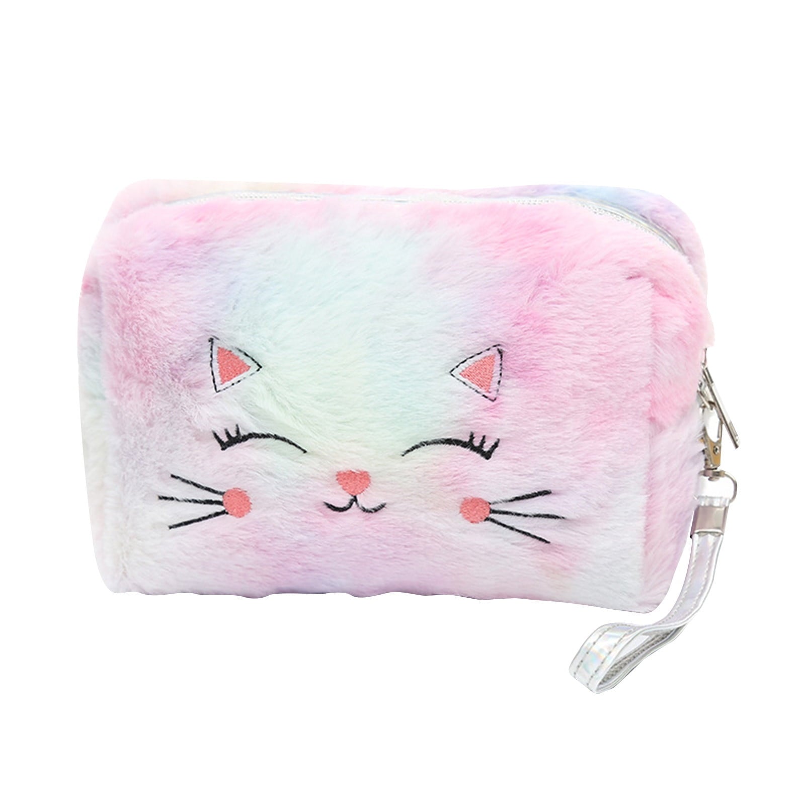 Clearance Back to School Supplies! JWDX Colorful Fluffy Cat Pvc Cosmetic Bag C, for Dormitories, Apartments, Shared Spaces and Study Areas (Include: 1X Package) Clearance Sale A