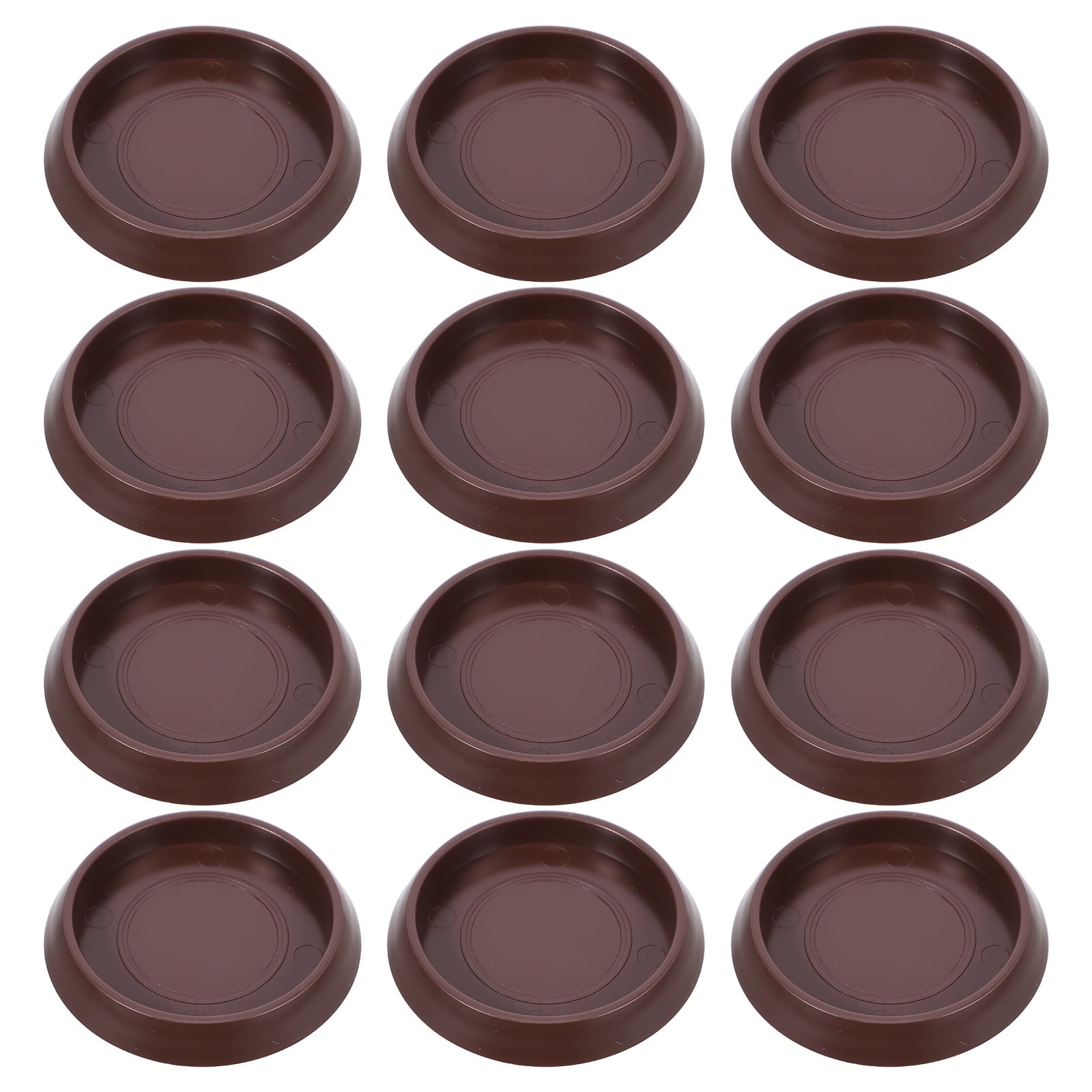 Ortofally Round Furniture Castor Cup Set: 12pcs Non Skid Wheel Caster Cups Furniture Pad Floor Protectors Caster Cups 12.00X4.00X3.00CM Brown