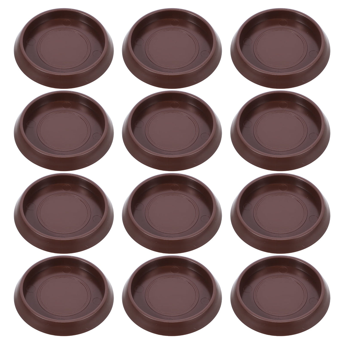 Ortofally Round Furniture Castor Cup Set: 12pcs Non Skid Wheel Caster Cups Furniture Pad Floor Protectors Caster Cups 12.00X4.00X3.00CM Brown