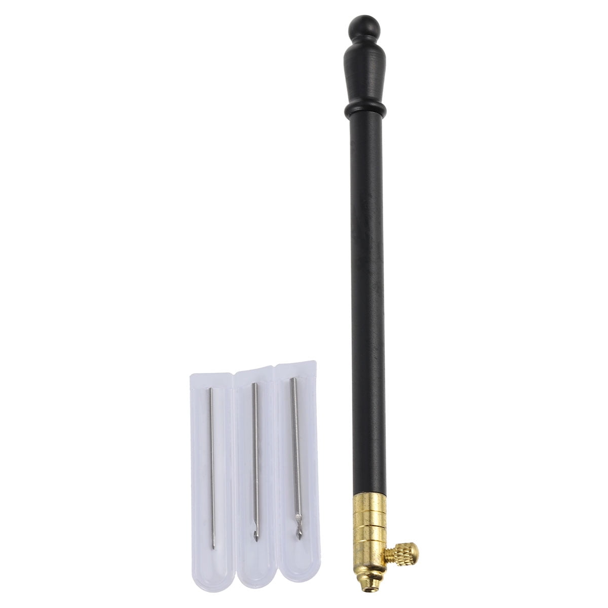 Ortofally 1 Set of Metal Handle Set Hooks with 3 Needles French Crochet Tool for Embroidery Beading ( Black ) 11X1CM Black