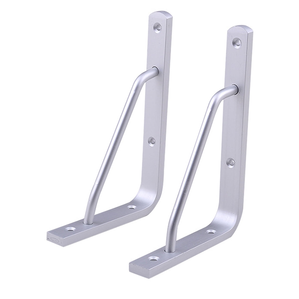 Worgeous 2 PCS Heavy Duty Shelf Brackets Thickened Silver Shelf Support Bracket Aluminium Alloy Practical Durable Support Frame for Home (10inch) 25X16CM Silver