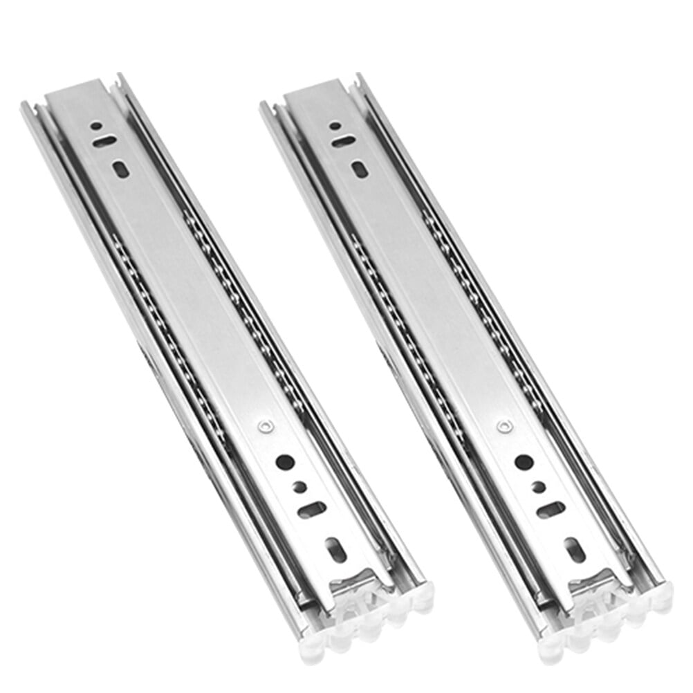 Ortofally 2pcs Three-Section Drawer Slides Stainless Steel Full Extension Ball Bearing 25X4.31CM Silver