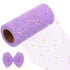 Ortofally Tulle Roll Spool Tulle Fabric Roll with Star Sequins for Wedding Table Tutu Dress Skirt Light Purple 2280x15cm Lavender