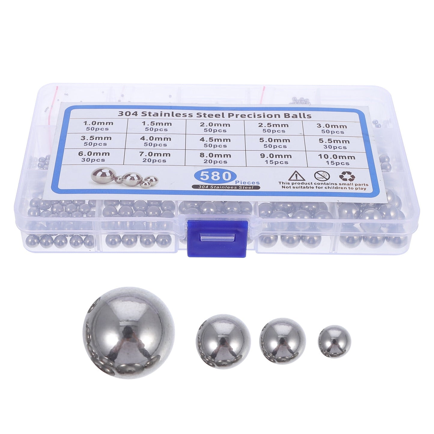 SWETRACE Bearing Steel Ball Assortment 580Pcs Round Easy Installation Mechanical Components 1X1X1CM Silver