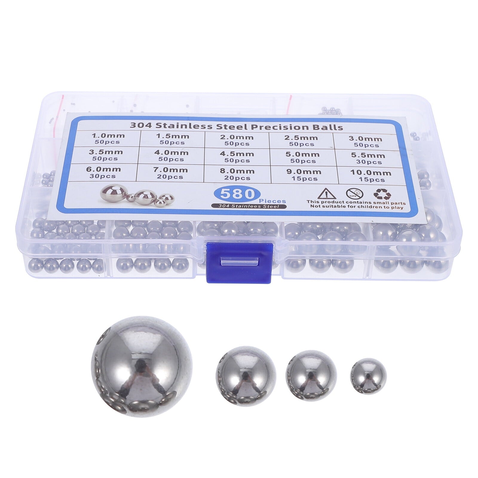 SWETRACE Bearing Steel Ball Assortment 580Pcs Round Easy Installation Mechanical Components 1X1X1CM Silver