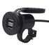 Worgeous Black ABS Motorcycle USB Socket Charger with Dual USB for Car Use Suitable for Most Environments 12V