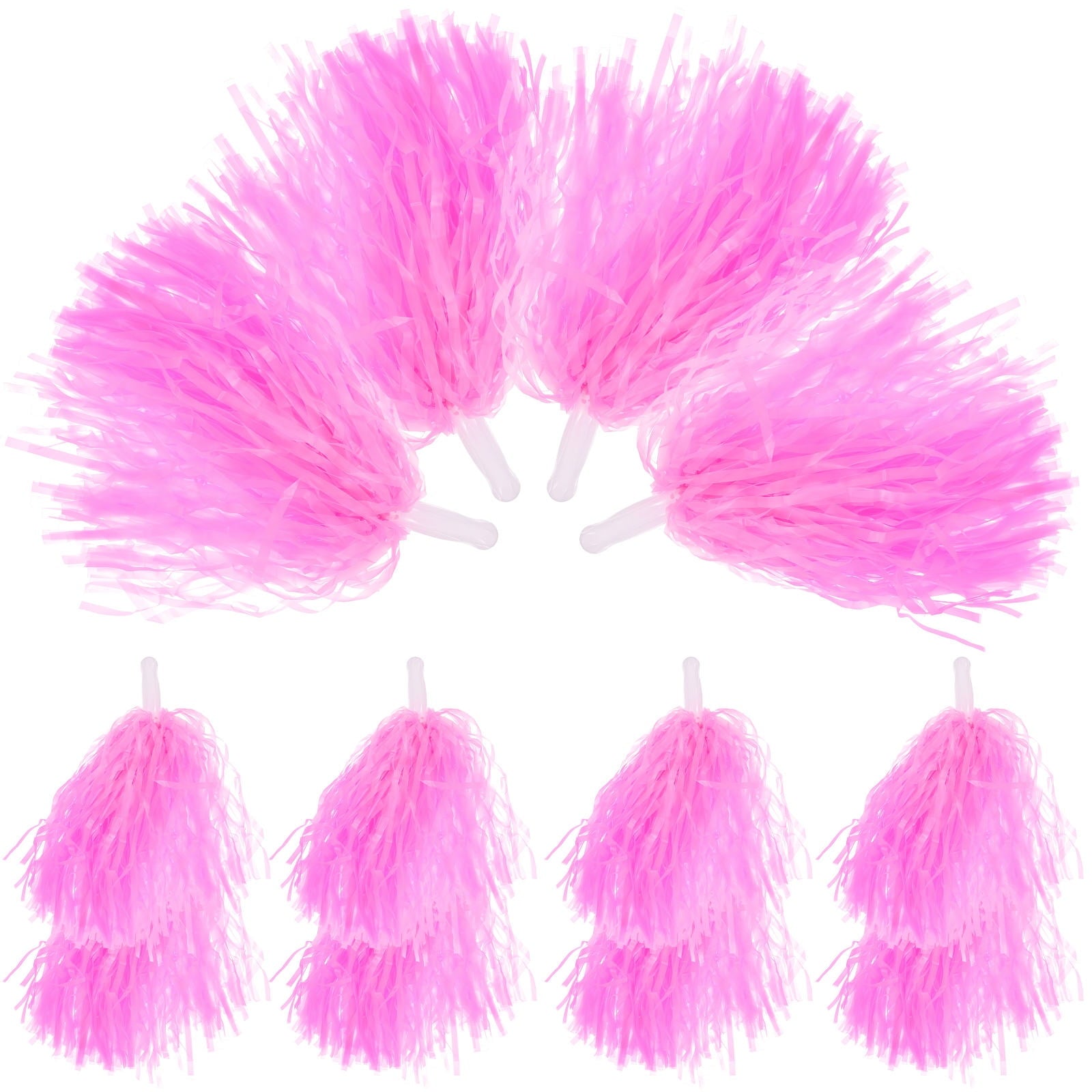 Worgeous Pink Cheerleading Pom Poms with Shiny Design and Durable Plastic Handles for Decor Use 12 Pieces