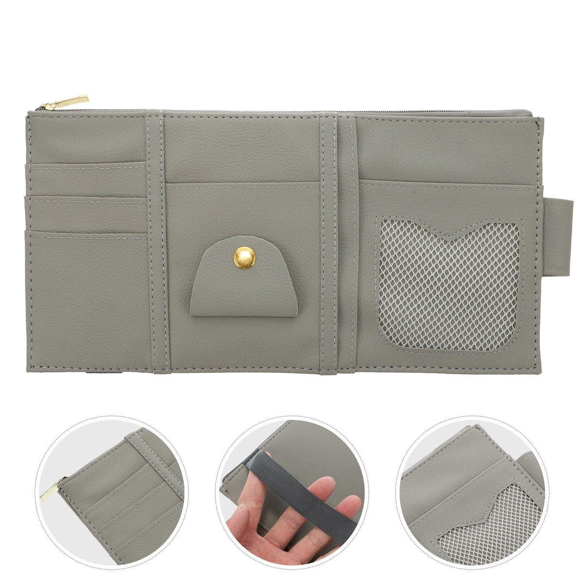 Worgeous ID Storage Bag Visor Organizer Sun Automotive Car Pocket Grey