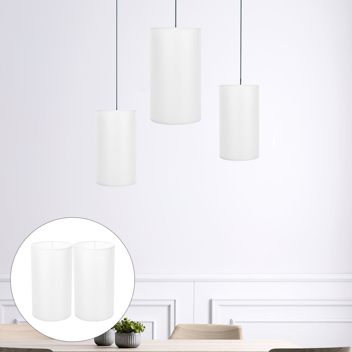 SWETRACE Lamp Shade for Cylinder Lamp White Linen 2Pcs 9.8x5.5x5.5in