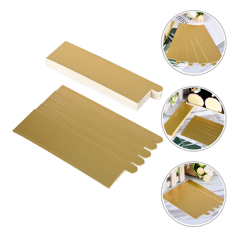 Worgeous 100Pcs Gold Rectangular Paper Cake Serving Trays with Mousse Bottom Plate Cardboard