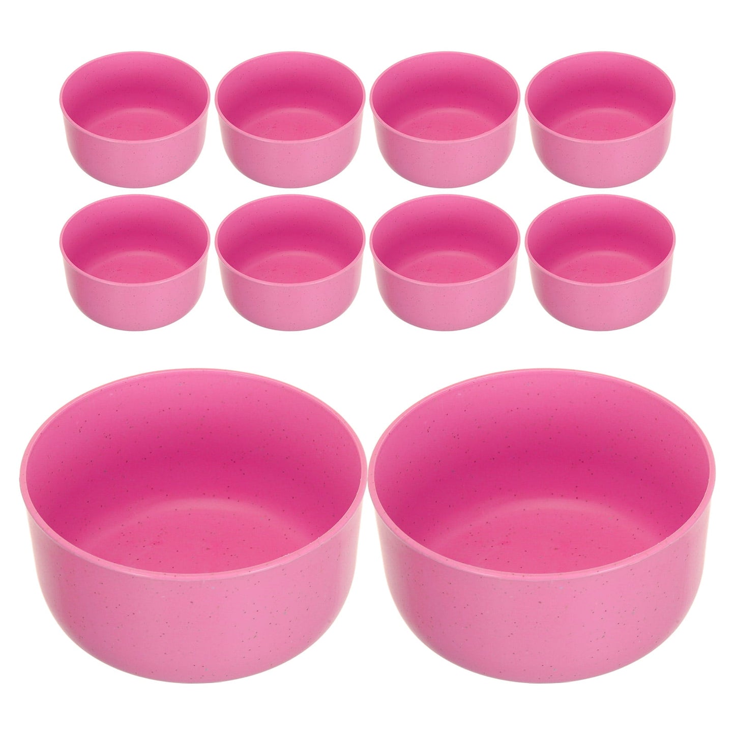 SWETRACE 10Pcs Round Pink Plastic Bowls for Soup and Rice Reusable Home Use