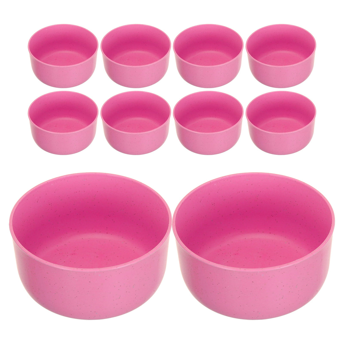 SWETRACE 10Pcs Round Pink Plastic Bowls for Soup and Rice Reusable Home Use