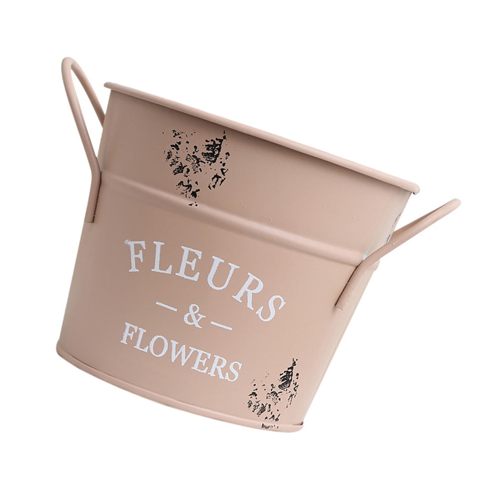 SWETRACE 1Pack Galvanized Bucket Planter in Pink for Outdoor and Indoor Decor 13X4.1In