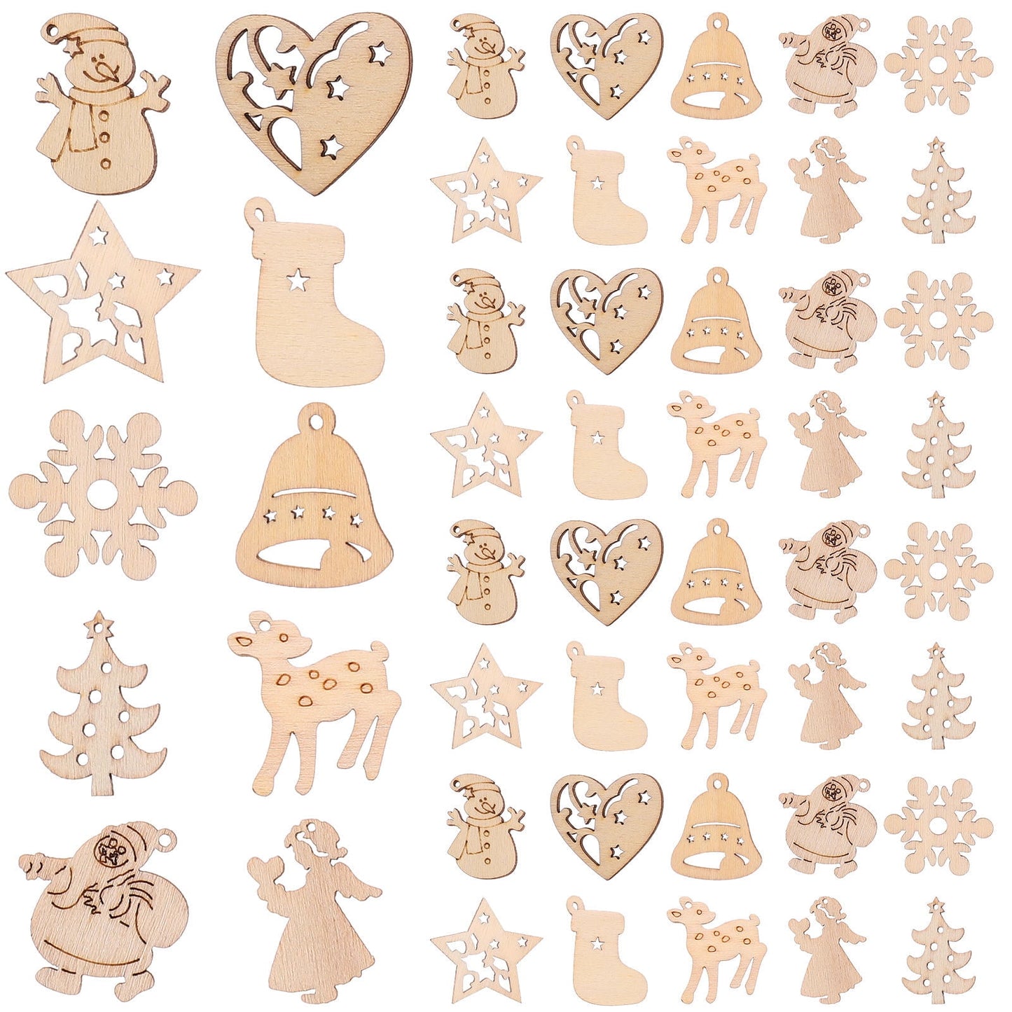 SWETRACE 100Pcs Small Wood Holiday Cutouts Unfinished Wood Slices Diy Wood Chips For Christmas Decorations