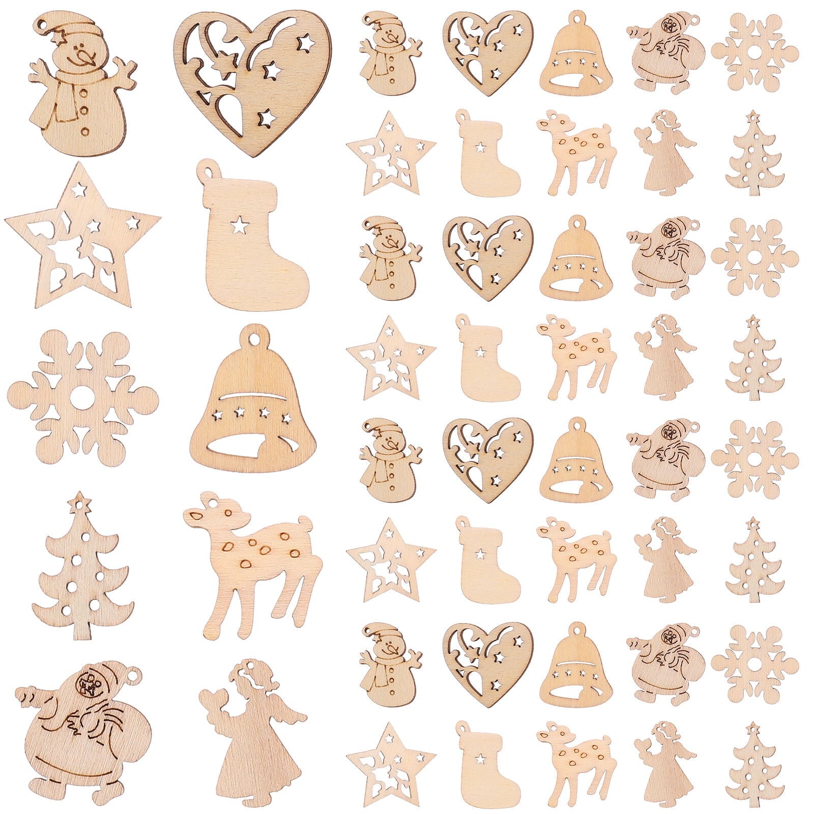 SWETRACE 100Pcs Small Wood Holiday Cutouts Unfinished Wood Slices Diy Wood Chips For Christmas Decorations