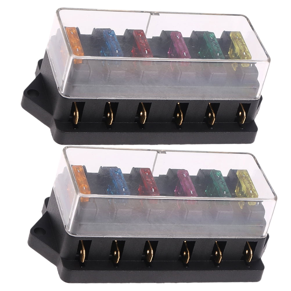 SWETRACE 2Pcs Metal 6 Way Fuse Holder for Vehicle Maintenance Electrical Installation Car Fuse Accessory 4.3x2.0x1.7in