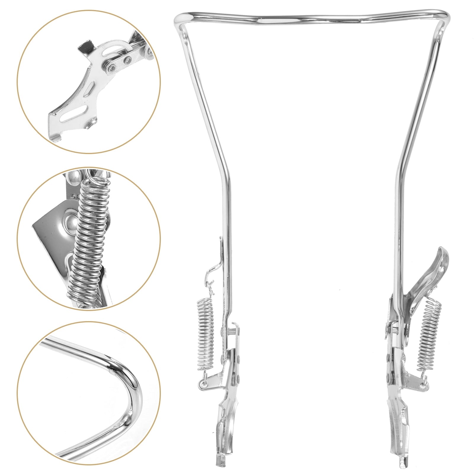 SWETRACE 1Set Steel Silver Double Legged Bike Kickstand for Stable Support Non Slip Feet Quick Adjustment 14.6x10x0.4in