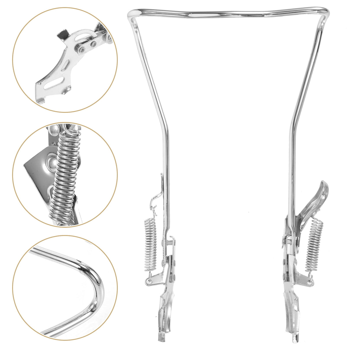 SWETRACE 1Set Steel Silver Double Legged Bike Kickstand for Stable Support Non Slip Feet Quick Adjustment 14.6x10x0.4in