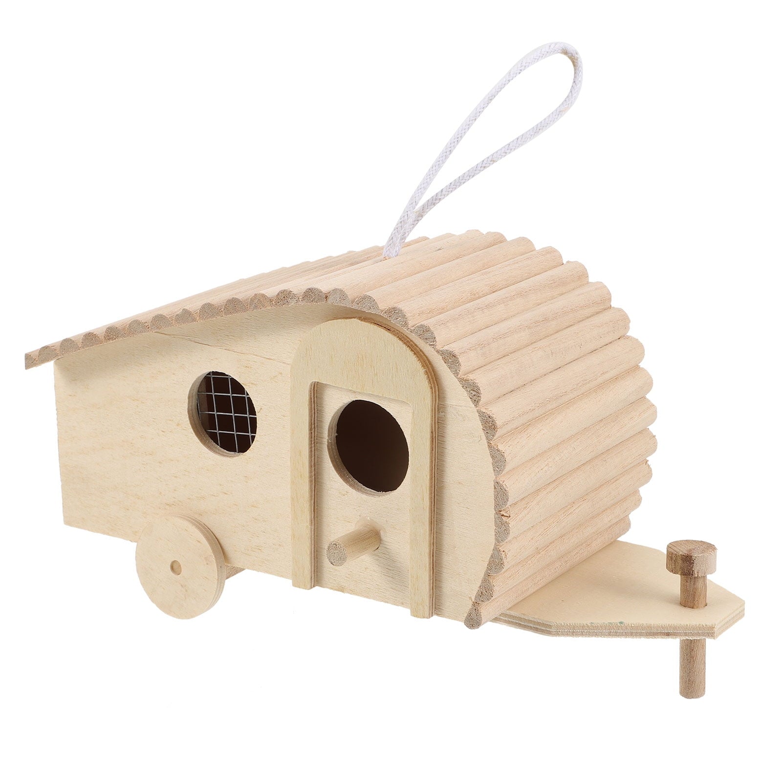 SWETRACE 1Pack Wooden Bird Feeder House Natural Wood Design for Garden Outdoor Birds