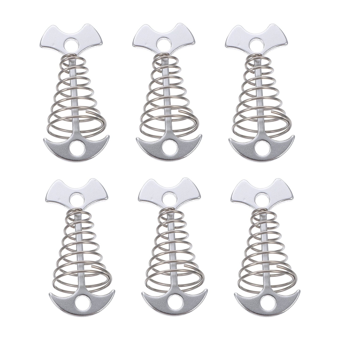 SWETRACE 6Pcs Stainless Steel Fishbone Tent Pegs for Outdoor Camping with Tent Rope Buckle 3.1x1.6x1.2in