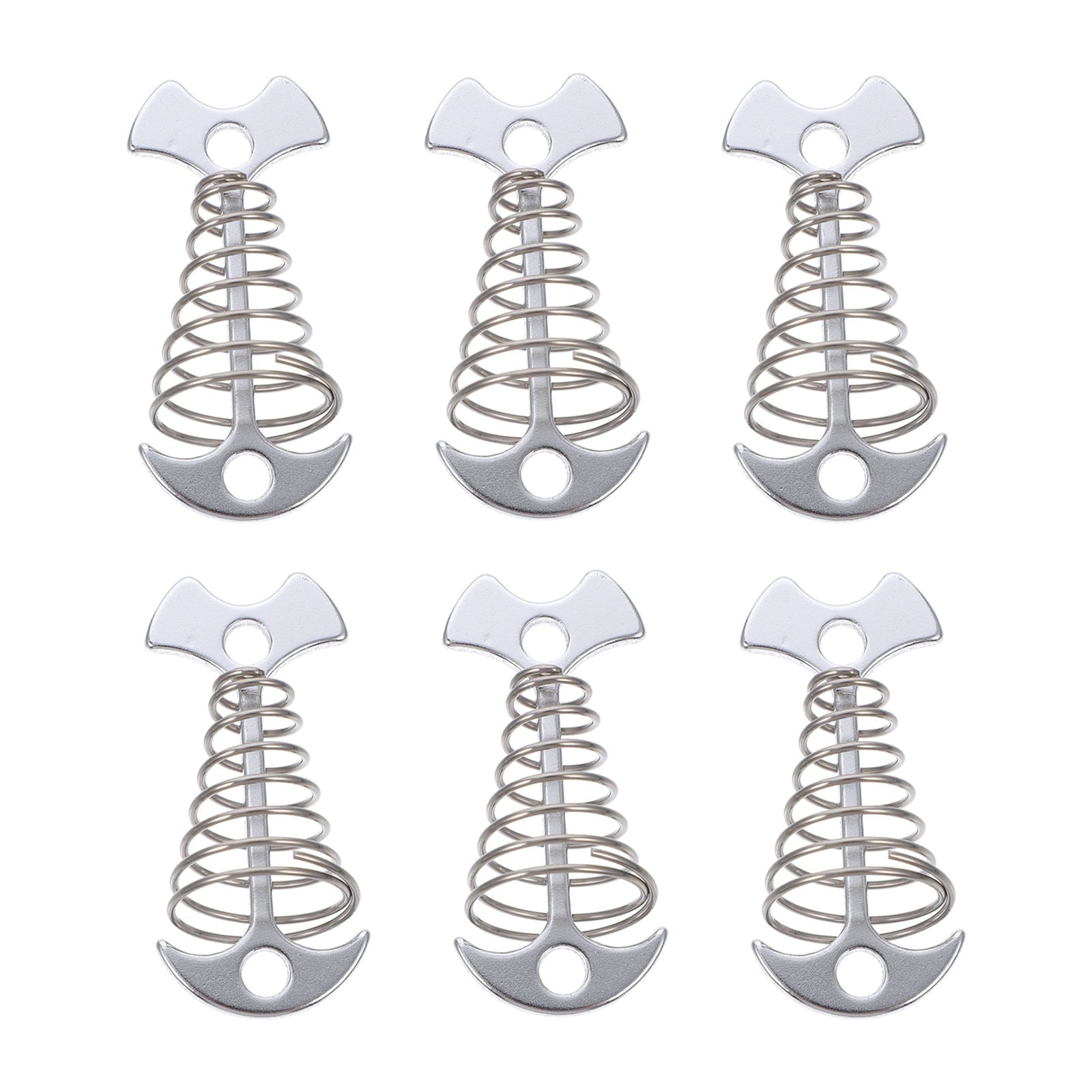 SWETRACE 6Pcs Stainless Steel Fishbone Tent Pegs for Outdoor Camping with Tent Rope Buckle 3.1x1.6x1.2in