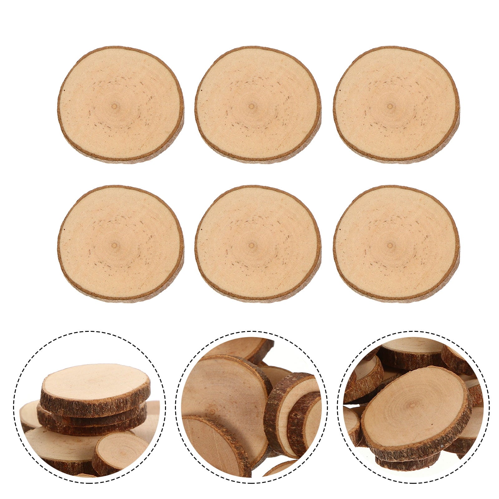 SWETRACE 1 Set Diy Wood Slices for Wedding Decorations Light Brown Round Bark Shapes Smooth Surface