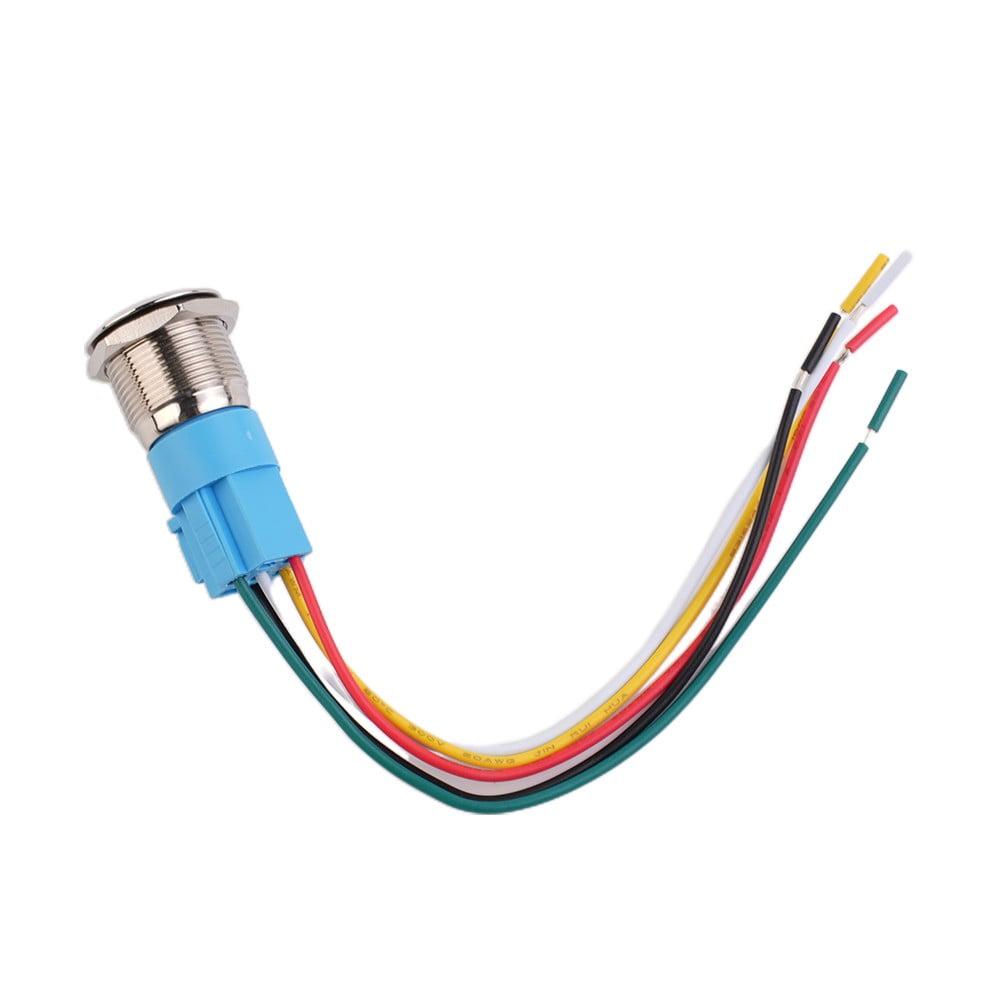 19Mm Latching Push Button Switch 12V Dc On Off Stainless Steel Led Self-Locking Green Blue