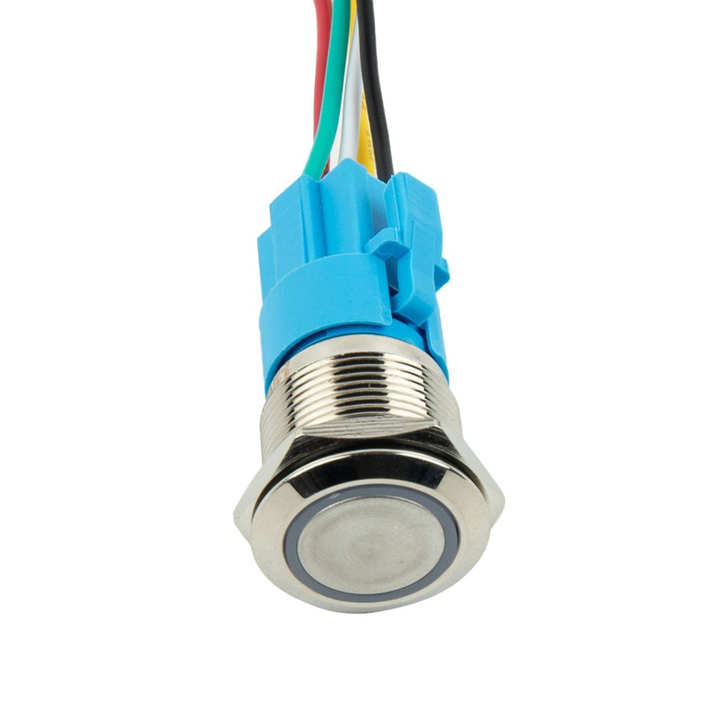 19Mm Latching Push Button Switch 12V Dc On Off Stainless Steel Led Self-Locking Green
