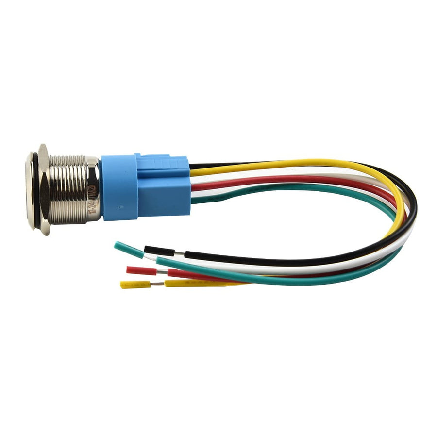 19Mm Latching Push Button Switch 12V Dc On Off Stainless Steel Led Self-Locking Green White