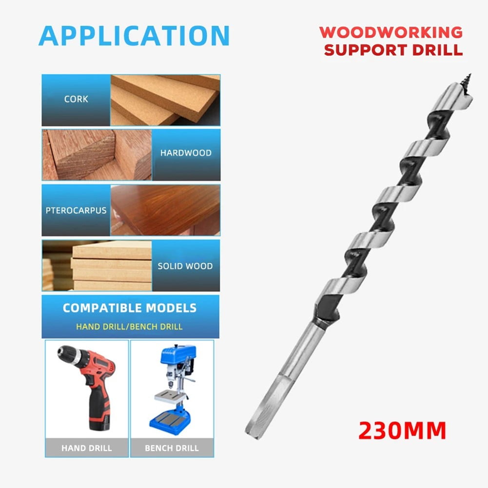 1Pc 230Mm Long Woodworking Center Auger Drill Bit for Wood Drilling Tools 6-25Mm 10Mm 16Mm