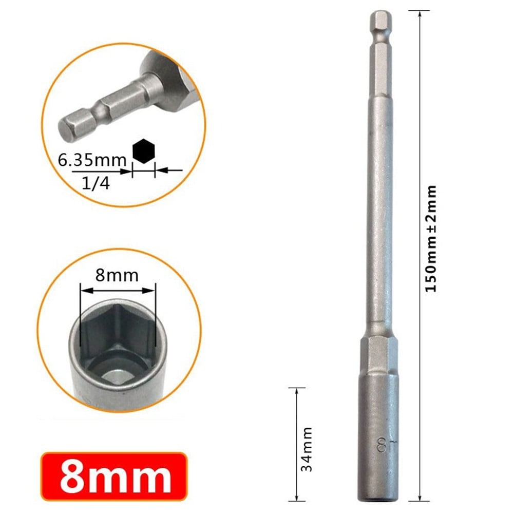 1Pc 150Mm Hexagon Nut Driver Drill Bit Adapter Socket Wrench Extension Sleeve 9Mm Smile Home 8Mm