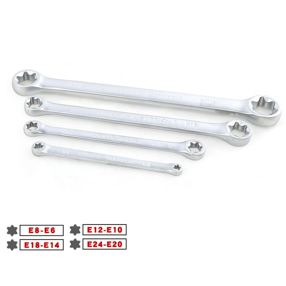 4Pcs Star Double Torx Wrench Spanner E6- E24 E-Type Double-Ended Hexagon