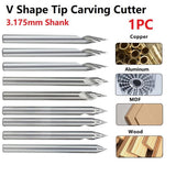 Engraving Bit 3.175Mm Shank V Shape Carving Bits 20-60 Degrees Carbide Cnc Router Bit Tipped 0.1Mm 0.2Mm 0.3Mm Milling Cutter 30Dx0.3 Smile Home 60Dx0.1