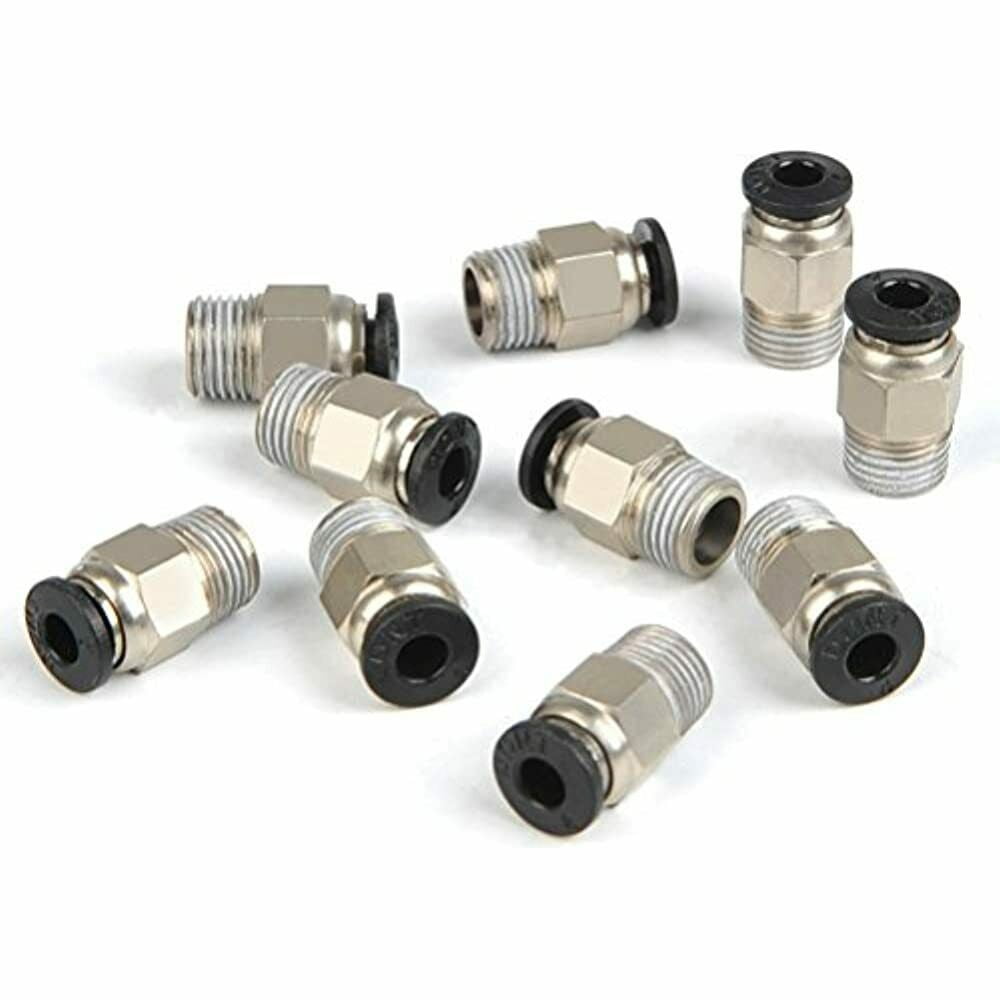 10Pcs Pc4-M10 External Thread Straight Pneumatic Connector Stainless Steel Ptfe Tube Push In Quick Fitting Connectors Extruders Smile Home