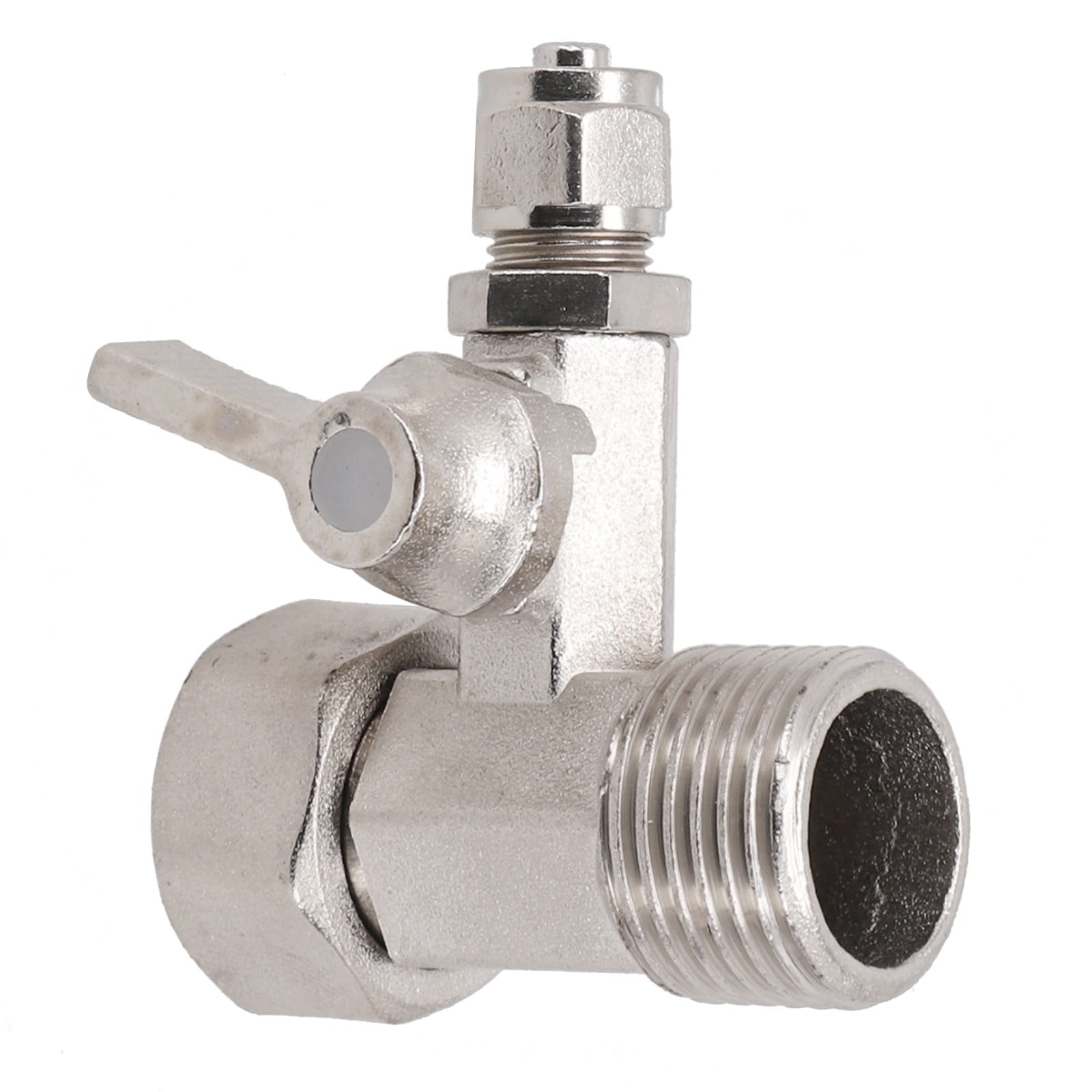 RO Feed Water Adapter 1/2" to 1/4" with Shut-off Ball Valve Tap Tee Chrome-Plated Lead-Free Brass for Plumbing Fixtures
