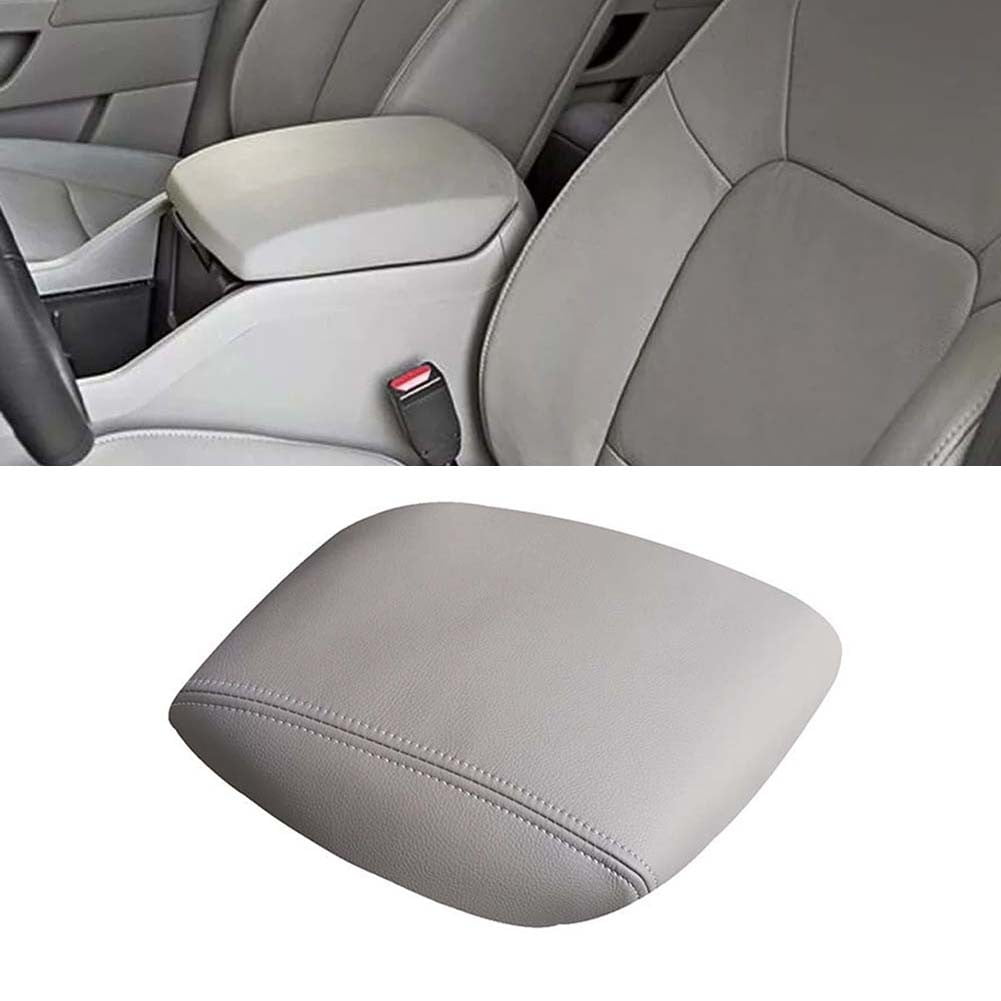 For Honda For Pilot 2009-2015 Leather Center Console Lid Armrest Cover Microfiber Protective Skin Gray