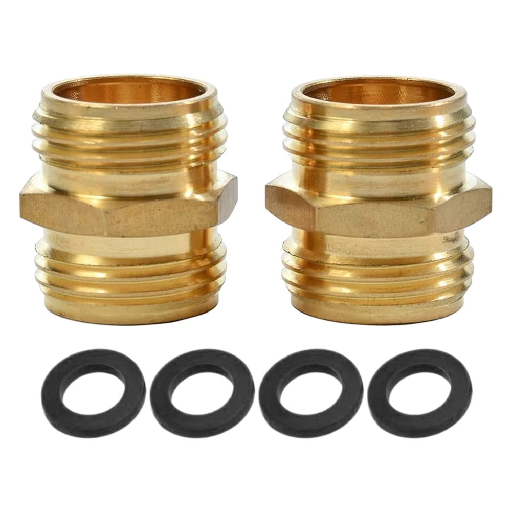Brass Garden Hose Adapter Male To Male Quick Connector 2 Pack 34 Inch YIWEI
