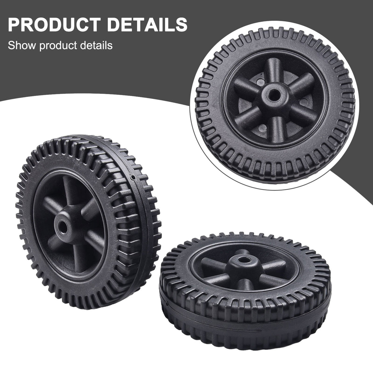 Lierteer 2Pcs/Set Grill Wheels Replacement Parts 170/177mm 7 Inch BBQ Grill Wheel Barbecue Grills Kitchen Garden Plastic Black