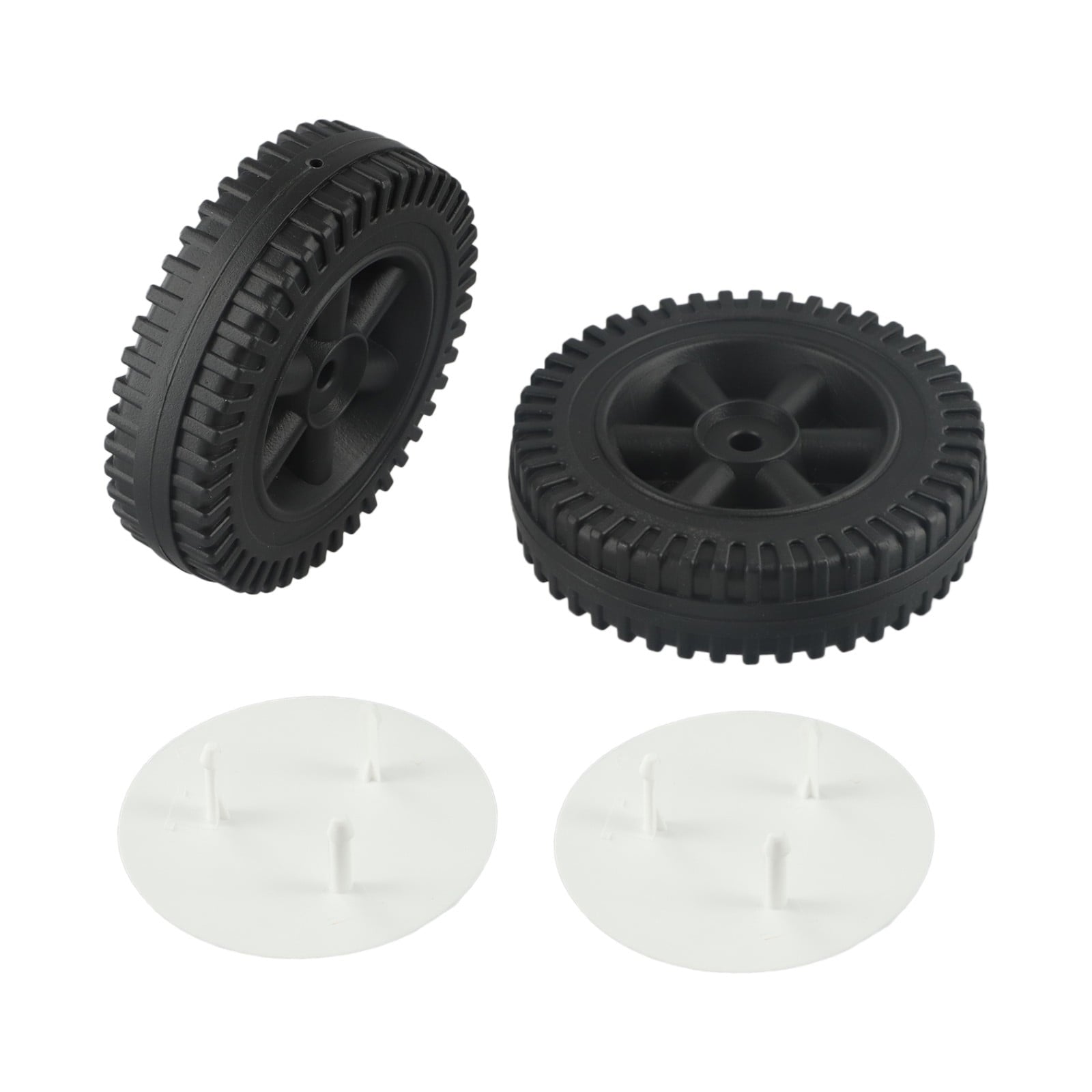 Lierteer 2Pcs/Set Grill Wheels Replacement Parts 170/177mm 7 Inch BBQ Grill Wheel Barbecue Grills Kitchen Garden Plastic Black black+white wheel cover