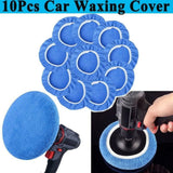 LLDI Polisher Buffing Pads Bonnet Cover Light Blue 10pcs 5-6Inch Microfiber